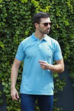 Casa Milano Sky Blue Collar T-shirt - Image 3