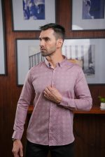 Harvey England Button Down Pink Printed Long Sleeve Shirt - Image 4