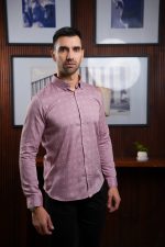 Harvey England Button Down Pink Printed Long Sleeve Shirt