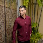 Harvey England Button Down Maroon Long Sleeve Shirt