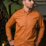 Harvey England Button Down Orange Long Sleeve Shirt