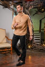 Harvey England Button Down Gold Long Sleeve Shirt - Image 3