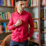 Harvey England Button Down Red Long Sleeve Shirt