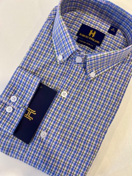 Harvey England Long Sleeve Button Down Check Shirt