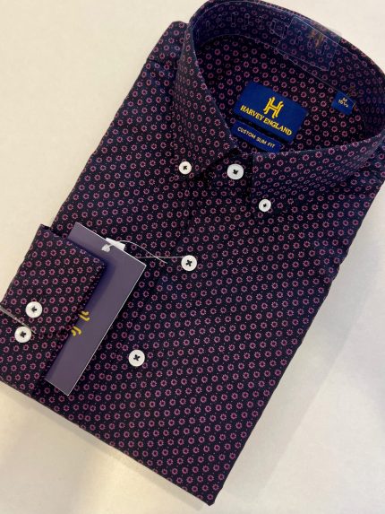 Harvey England Button Down Printed Long Sleeve Shirt