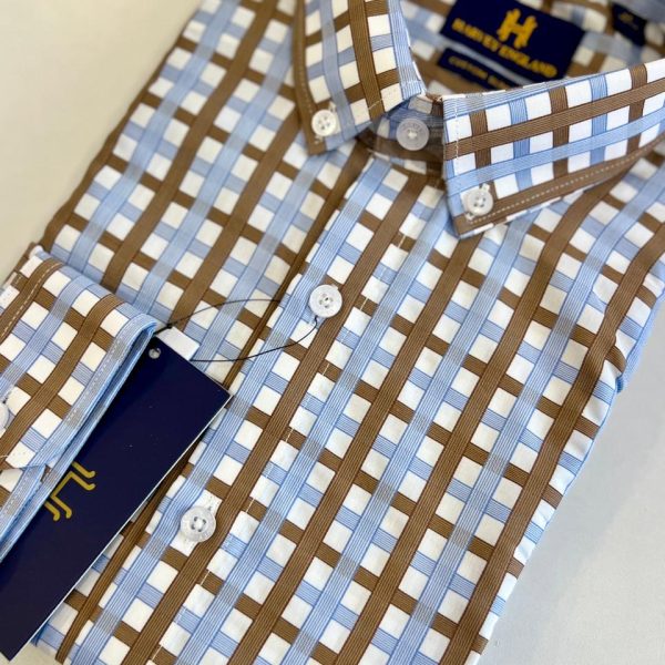 Harvey England Check Button Down Long Sleeve Shirt