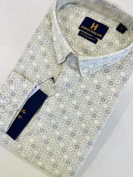 Harvey England Button Down Printed Long Sleeve Shirt