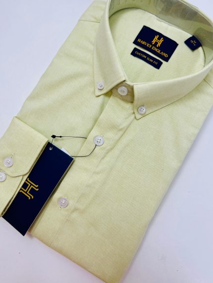 Harvey England Button Down Yellow Long Sleeve Shirt