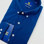 Harvey England Button Down Navy Blue Long Sleeve Shirt