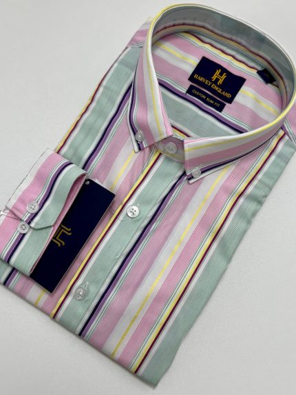 Harvey England Stripe Button Down Shirt