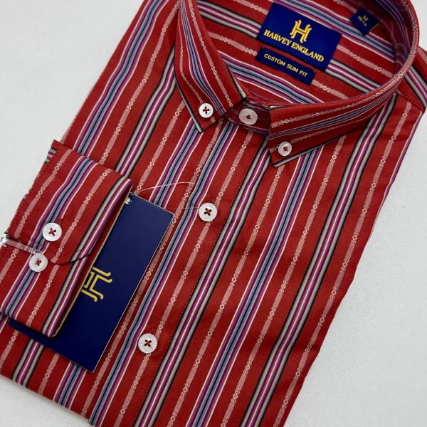 Harvey England Stripe Button Down Shirt
