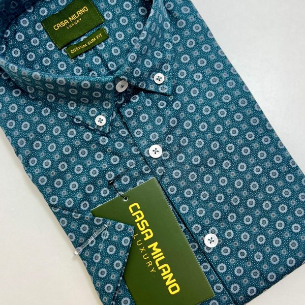 Casa Milano Printed Short Sleeve Button Down Shirt