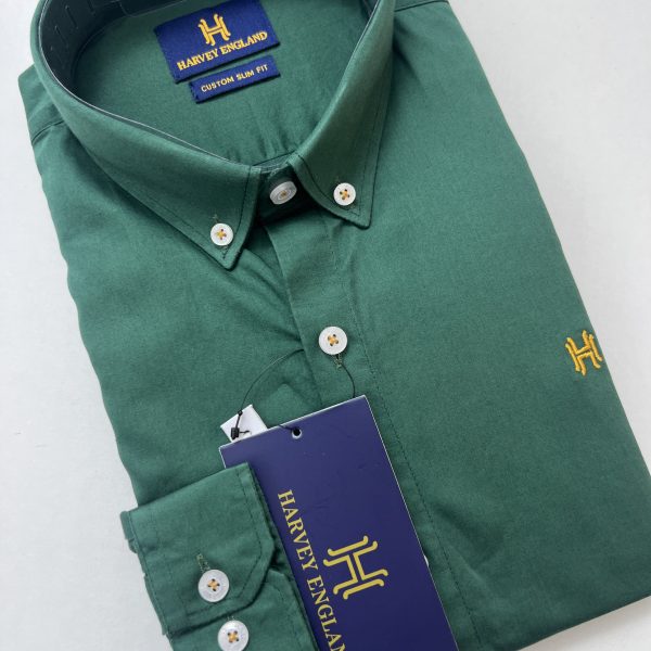 Harvey England Button Down Forest Green Long Sleeves Shirt