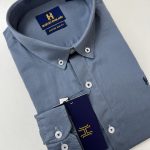 Harvey England Button Down Grey Long Sleeves Shirt