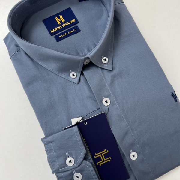 Harvey England Button Down Grey Long Sleeves Shirt
