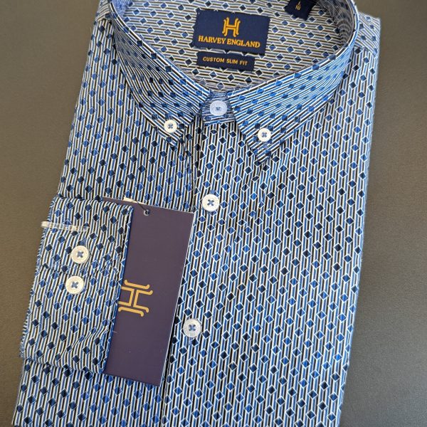 Harvey England Button Down Printed Long Sleeves Shirt