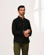 Harvey England Classic Button-Down Shirt Black - Image 3