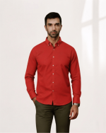 Harvey England Classic Button-Down Shirt - Red - Image 3