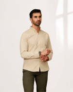 Harvey England Classic Button-Down Shirt - Beige - Image 2