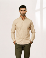 Harvey England Classic Button-Down Shirt - Beige