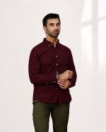 Harvey England Classic Button-Down Shirt - Maroon - Image 2