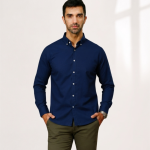 Harvey England Classic Button-Down Shirt - Navy Blue