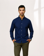 Harvey England Classic Button-Down Shirt - Navy Blue