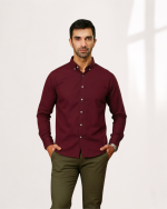Harvey England Classic Button-Down Shirt - Maroon - Image 4
