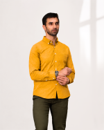 Harvey England Classic Button-Down Shirt - Mustard Yellow - Image 2