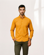 Harvey England Classic Button-Down Shirt - Mustard Yellow - Image 3