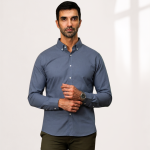 Harvey England Classic Button-Down Shirt - Steel Blue