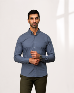 Harvey England Classic Button-Down Shirt - Steel Blue
